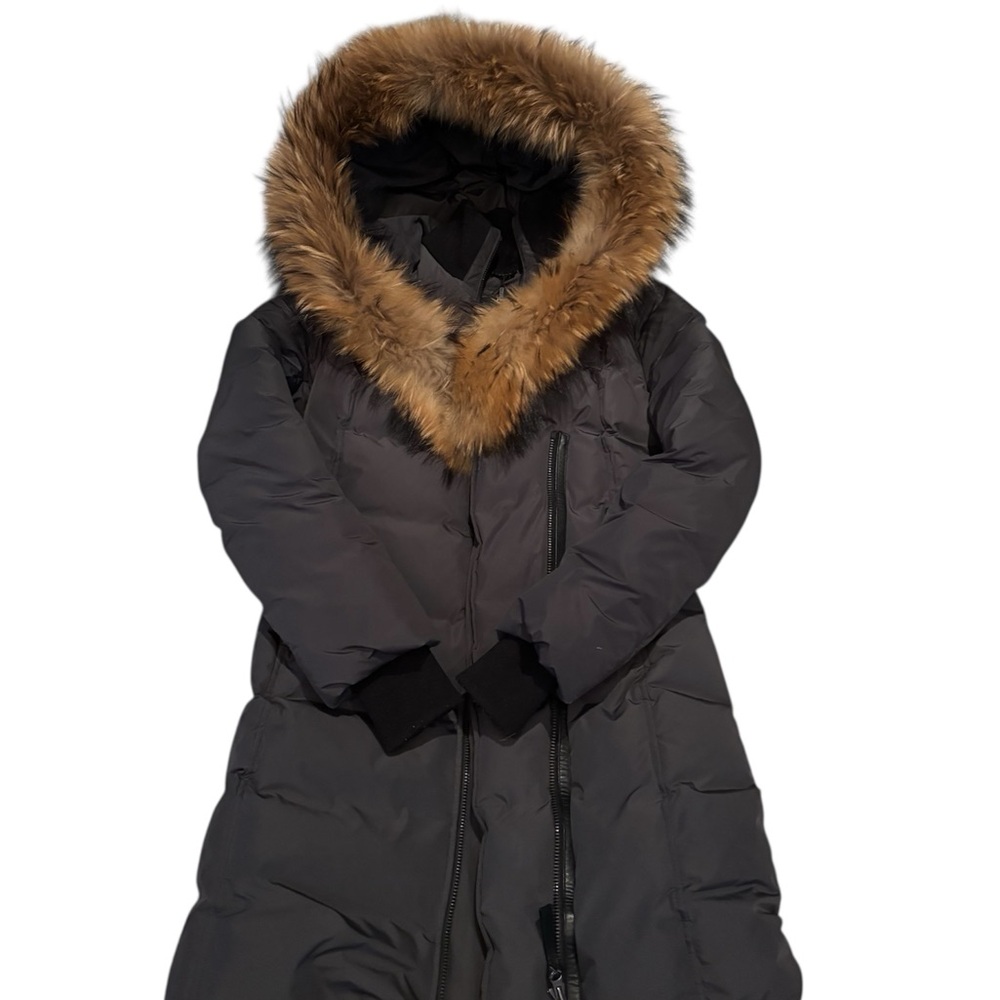 Women's Black Fur-Trimmed Hooded Coat